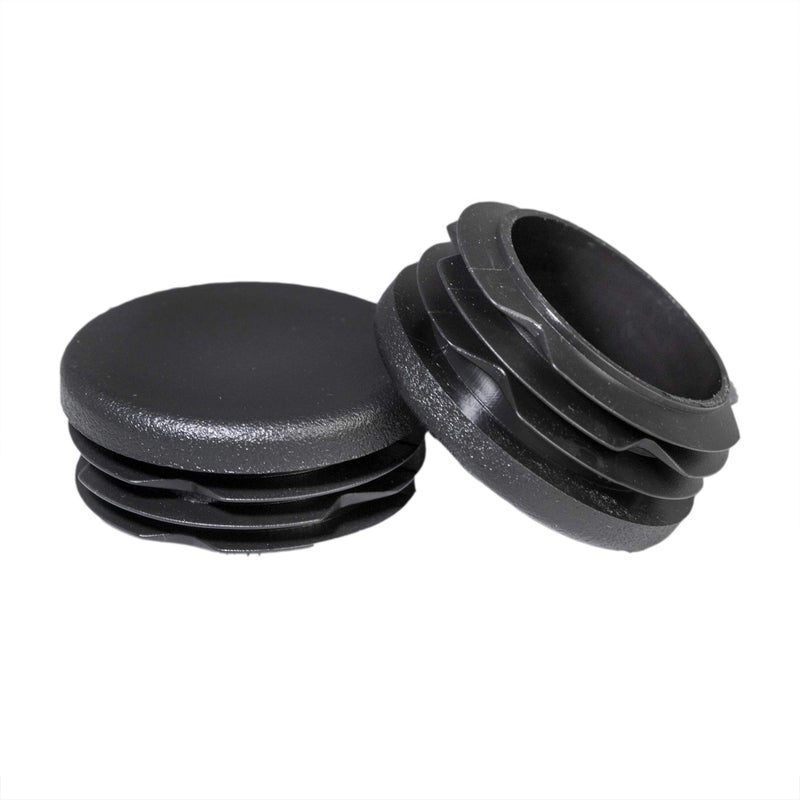 Prescott Plastics 1 1/2â€ (38.1mm) Outer Diameter Ribbed Plastic Hole Plugs, Round Black Metal Tubing End Caps, Strong Furniture Leg Inserts, Impact & Weather Resistant, Made in The USA - 50 Pack - Image 2